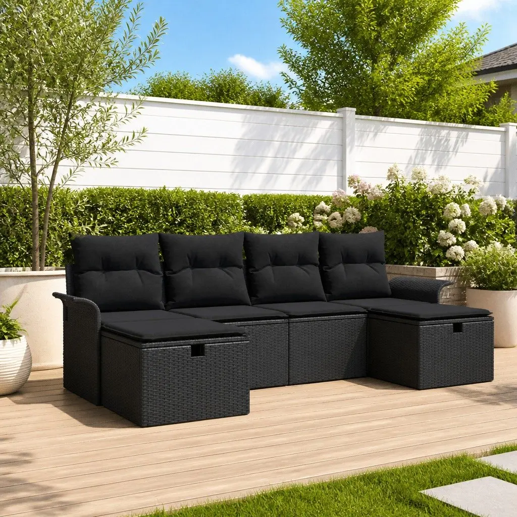 Garden Sofa Set Outdoor Furniture Modular 6 Pieces Grey