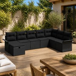 Specifications of 8 Piece Outdoor Sofa Set in Black