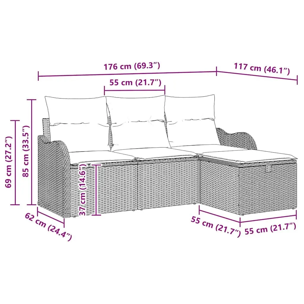 4-Piece Modular Garden Sofa Set