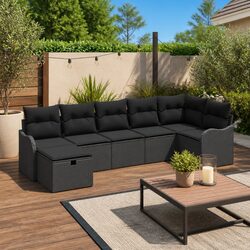 7-Piece Grey Garden Sofa Set: Modular & Practical Design