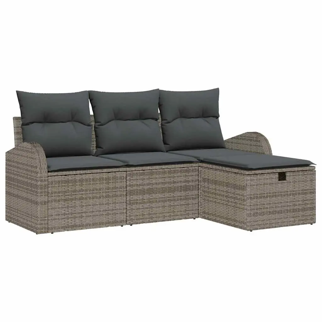 Modular Outdoor Garden Sofa Set 4 Piece Poly Rattan Sectional Patio Furniture