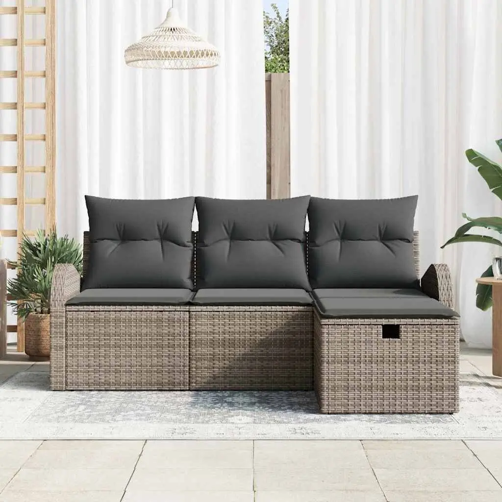 Modular Outdoor Garden Sofa Set 4 Piece Poly Rattan Sectional Patio Furniture
