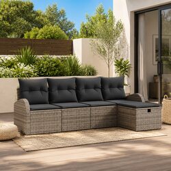 5-Piece Garden Sofa Set: Grey Poly Rattan Dimensions and Specs