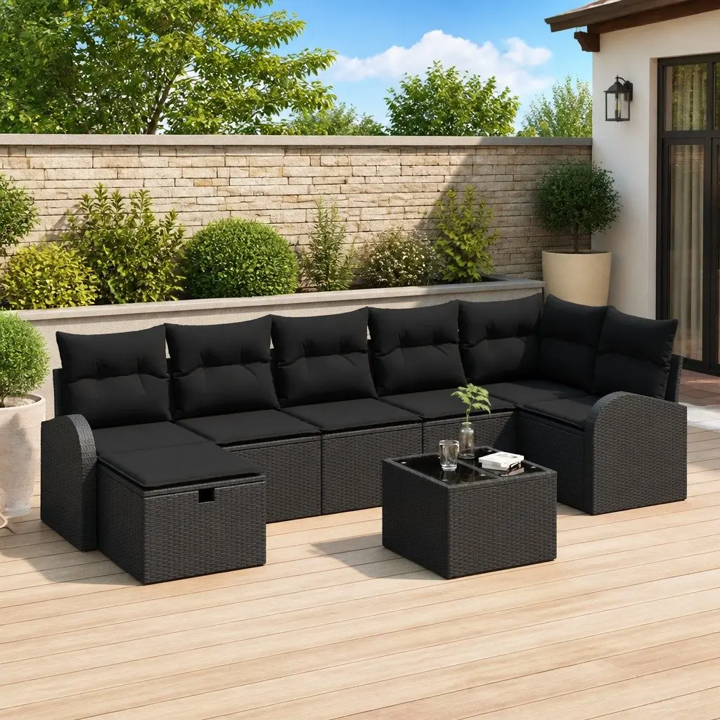 8-Piece Modular Garden Sofa Set with Adjustable Tabletops
