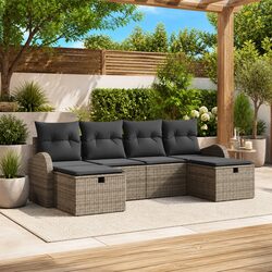 Specifications of 6-Piece Grey Modular Garden Sofa Set