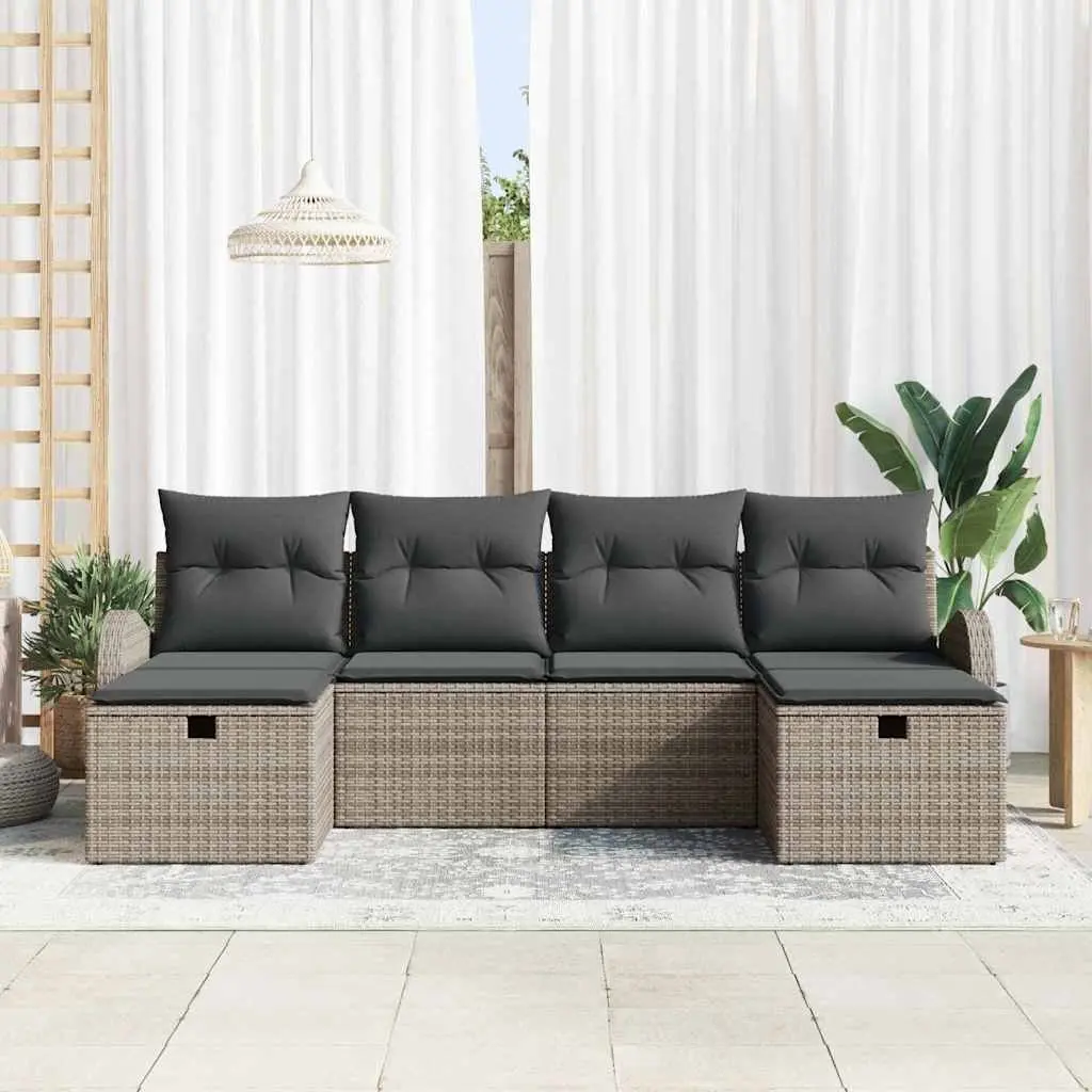 6-Piece Grey Modular Garden Sofa Set