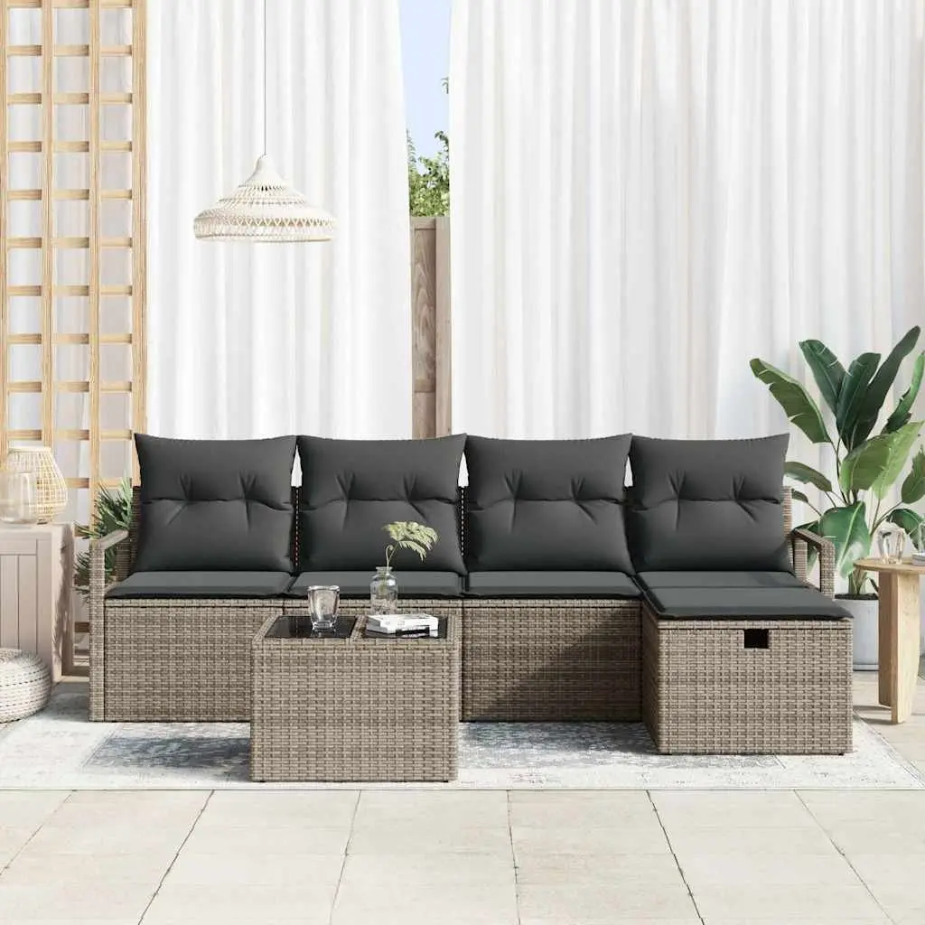 Grey Modular Outdoor Garden Sofa Set, 6 Pieces Included