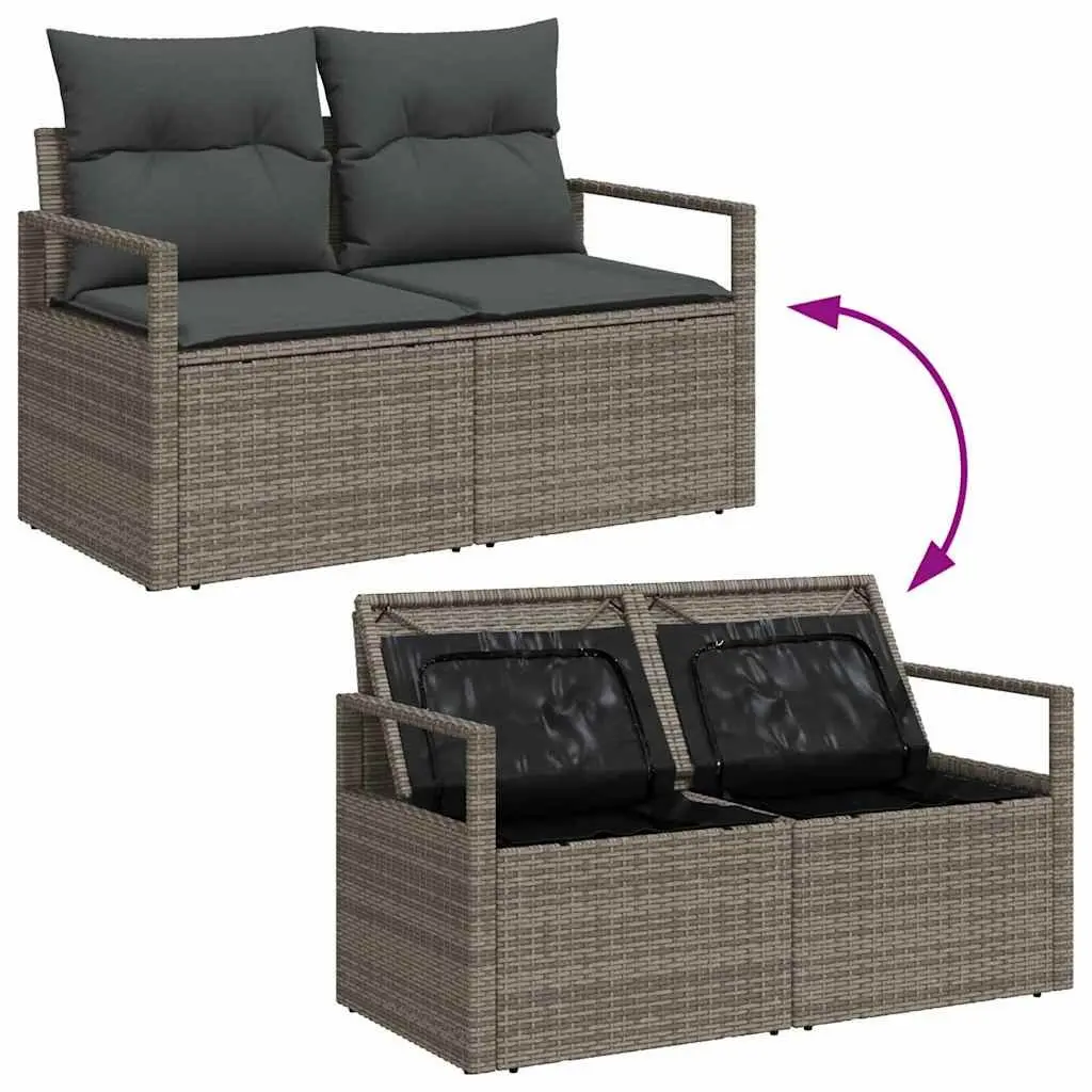 5-Piece Modular Grey Poly Rattan Sofa Set