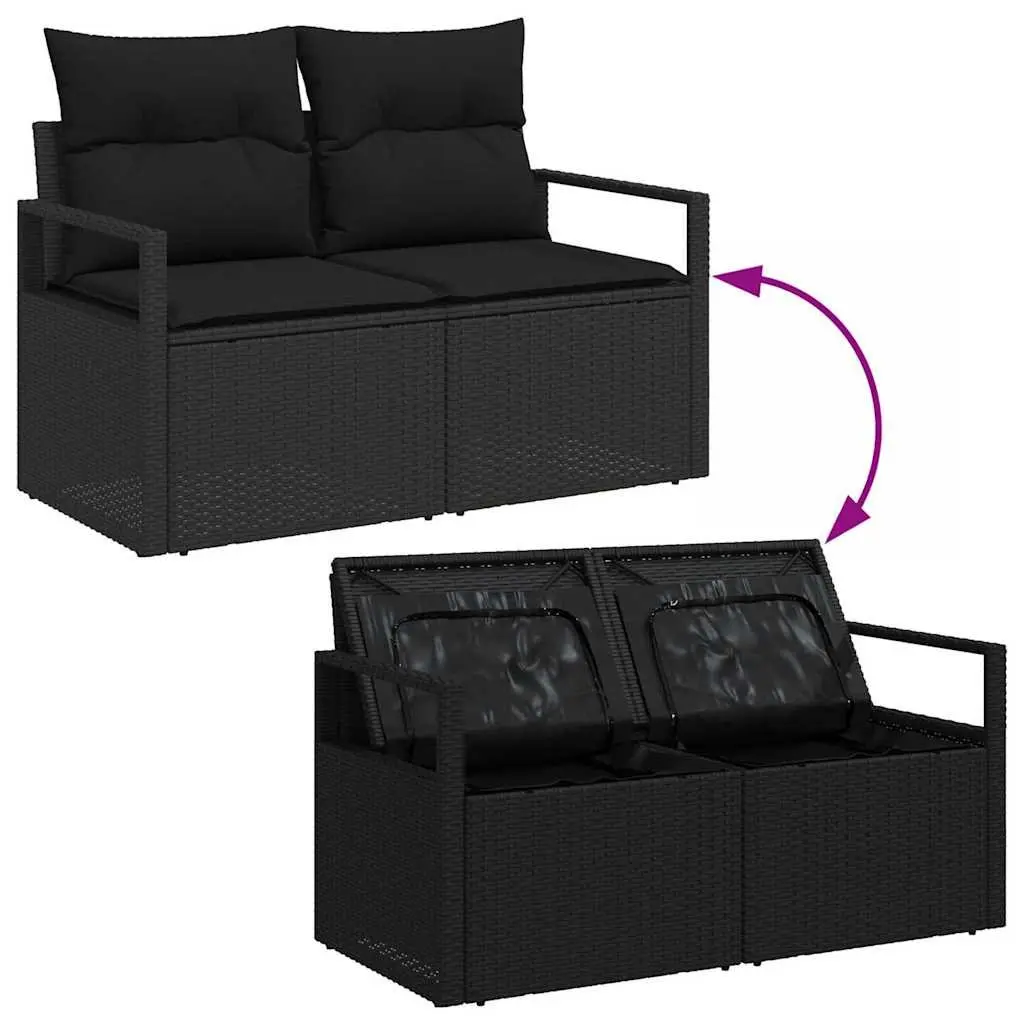 Outdoor Sofa Set Modular 5 Piece Poly Rattan Garden Furniture Black