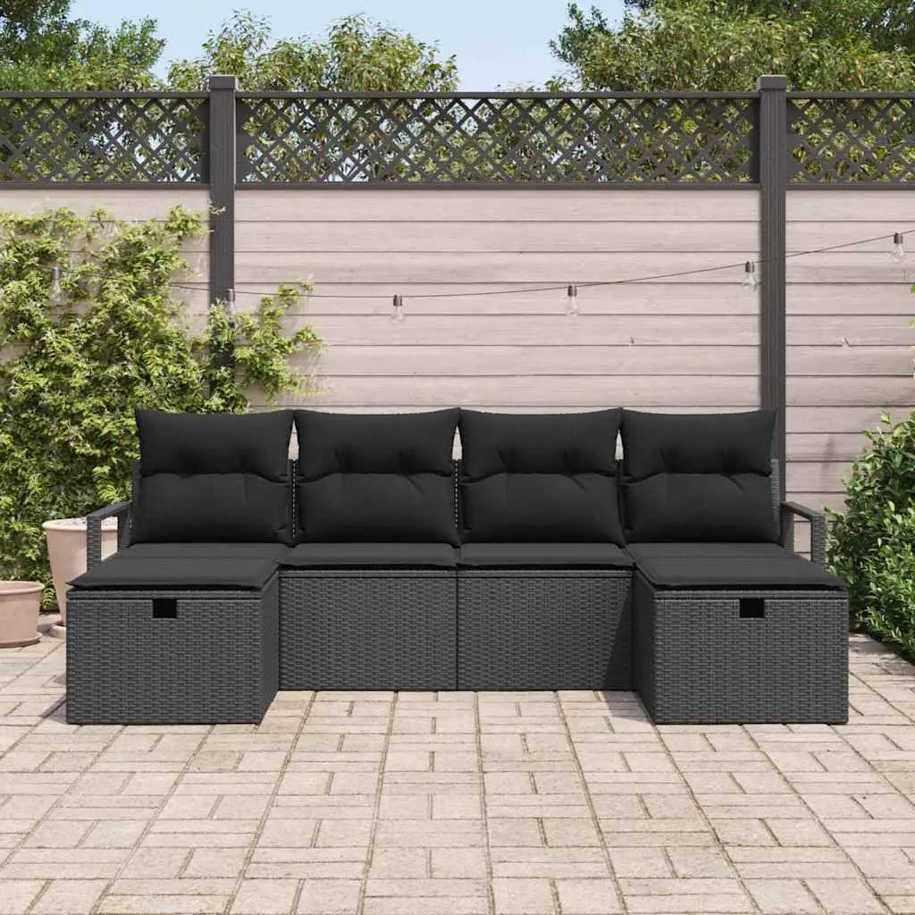 5 Pcs Outdoor Sofa Set in Black