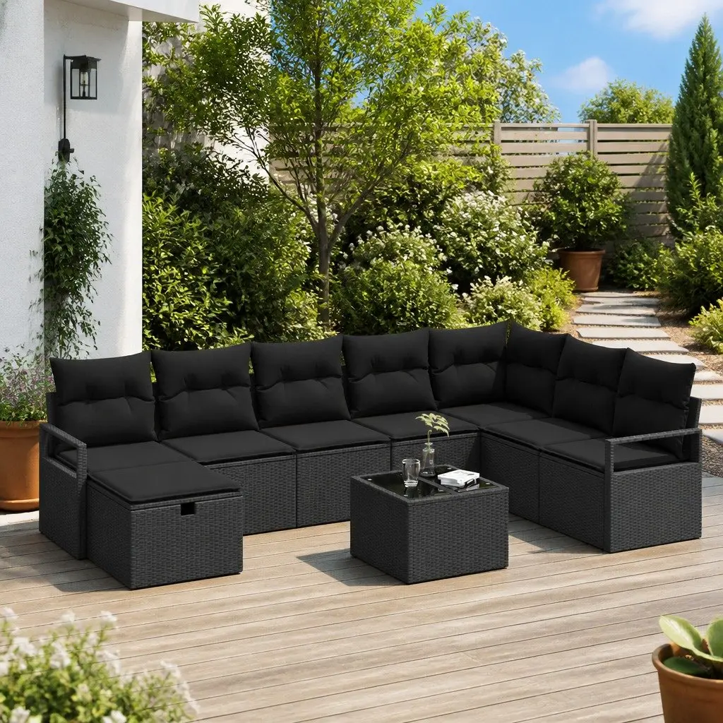 Modular Outdoor Sofa Set 6 Piece Poly Rattan Furniture for Garden and Patio