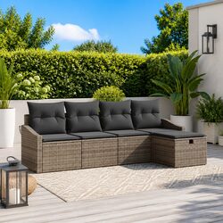 6-Piece Grey Outdoor Sofa Set with Modular Design and Cushions