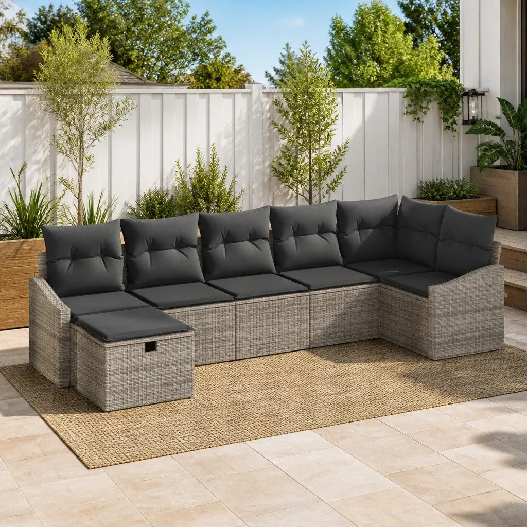 Outdoor Sofa Set Garden Patio Furniture 8 Piece Grey Poly Rattan