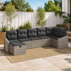 8 Piece Outdoor Sofa Set in Grey with Poly Rattan Design