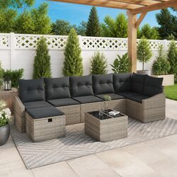 Specifications of 8-Piece Grey Poly Rattan Outdoor Seating Set