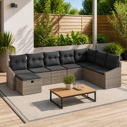 Outdoor Sofa Set - 9 Piece Modular Sectional in Grey