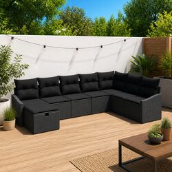 Specifications of 8-Piece Black Modular Outdoor Sofa Set