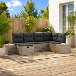 Grey Modular Outdoor Sofa Set - 7 Pieces, UV-Resistant