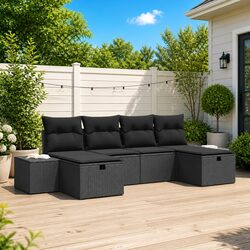 Outdoor Sofa Set: 6-Piece Modular Poly Rattan Design