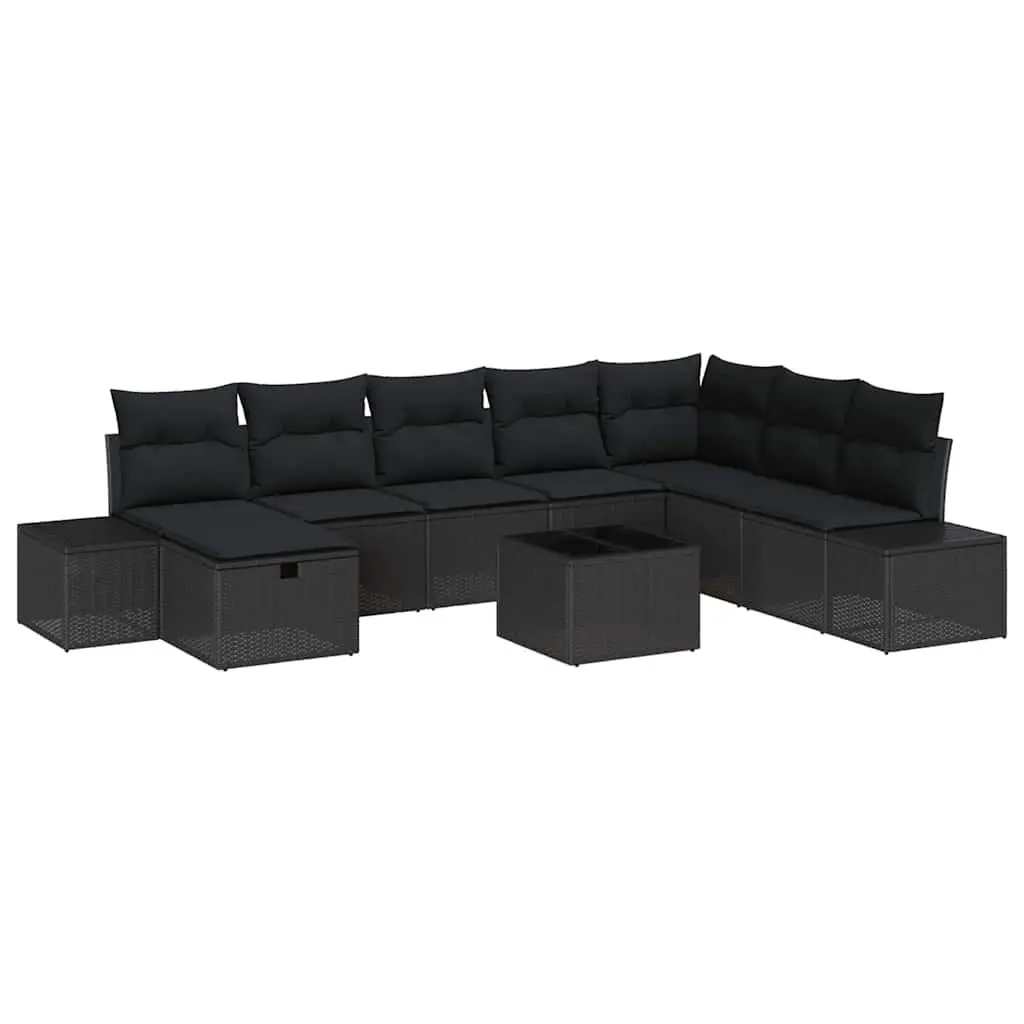 Modular Black Rattan Outdoor Sofa Set