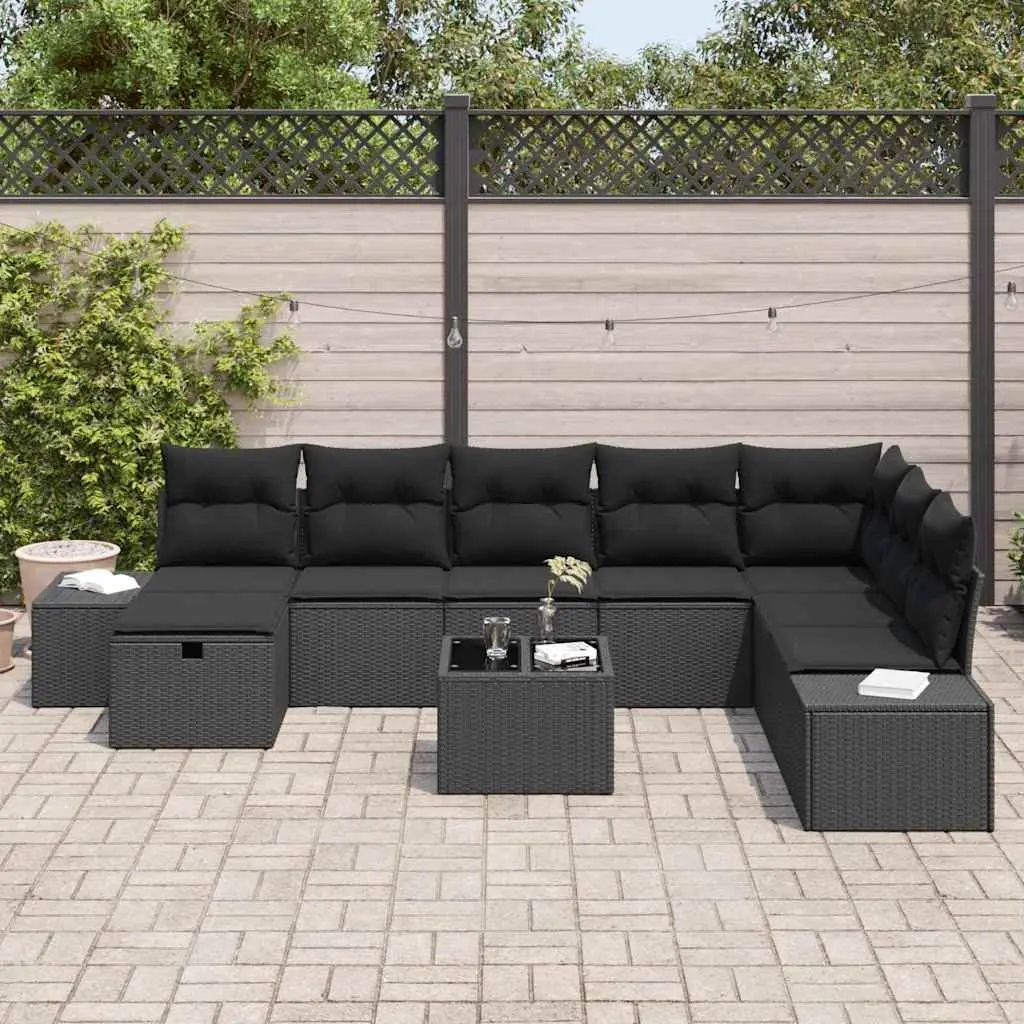 Modular Black Rattan Outdoor Sofa Set