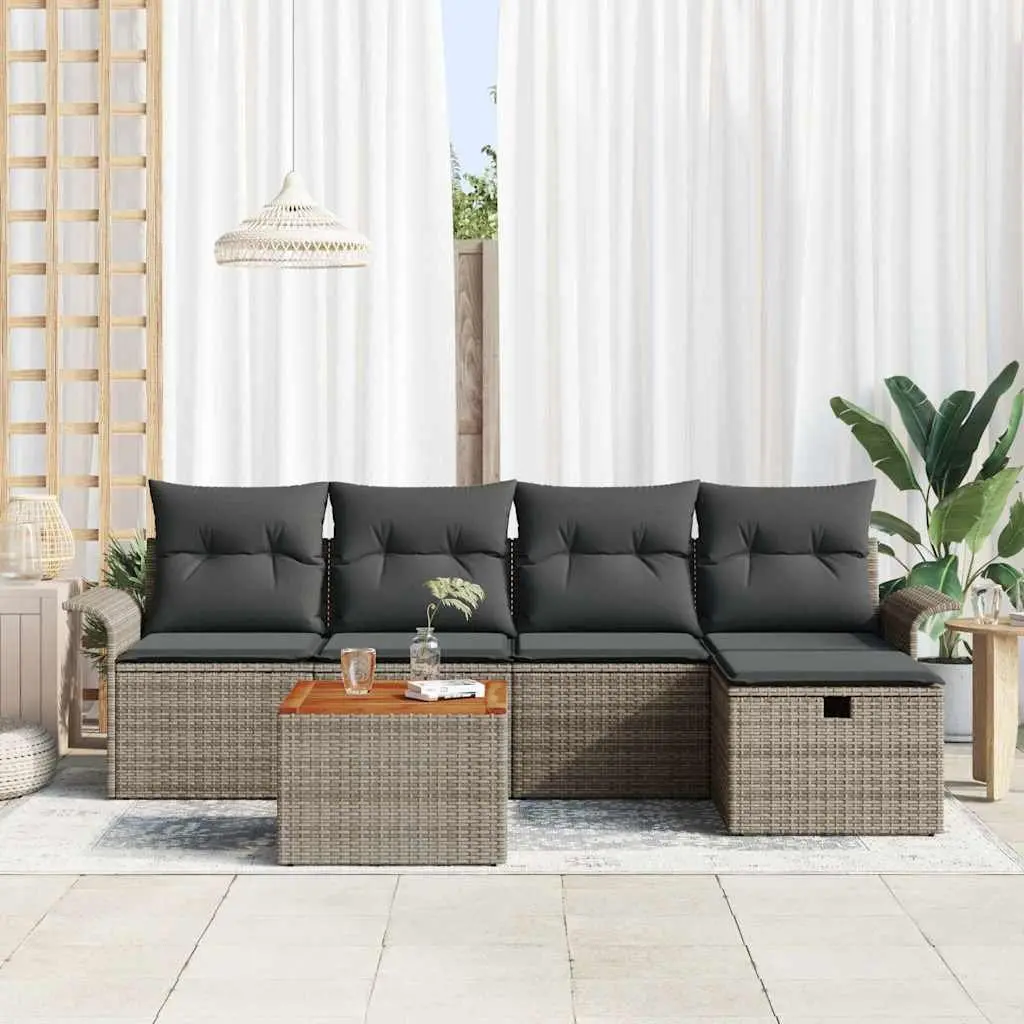 6-Piece Grey Outdoor Sofa Set