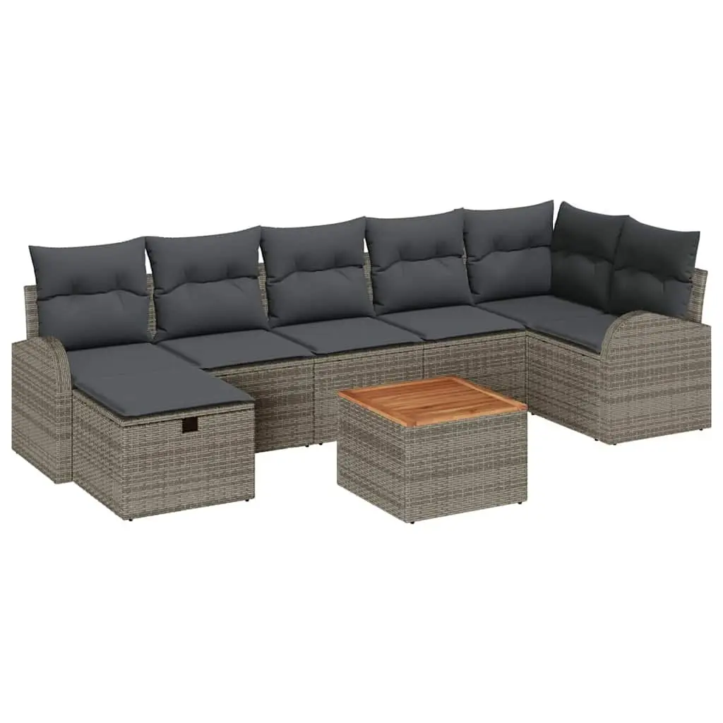 Outdoor Garden Sofa Set 8 Pieces Grey Poly Rattan Modular Patio Furniture with