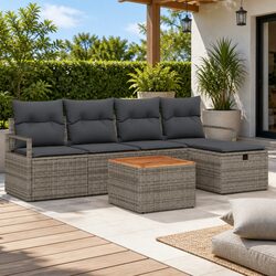 Specifications of 6-Piece Grey Modular Outdoor Sofa Set