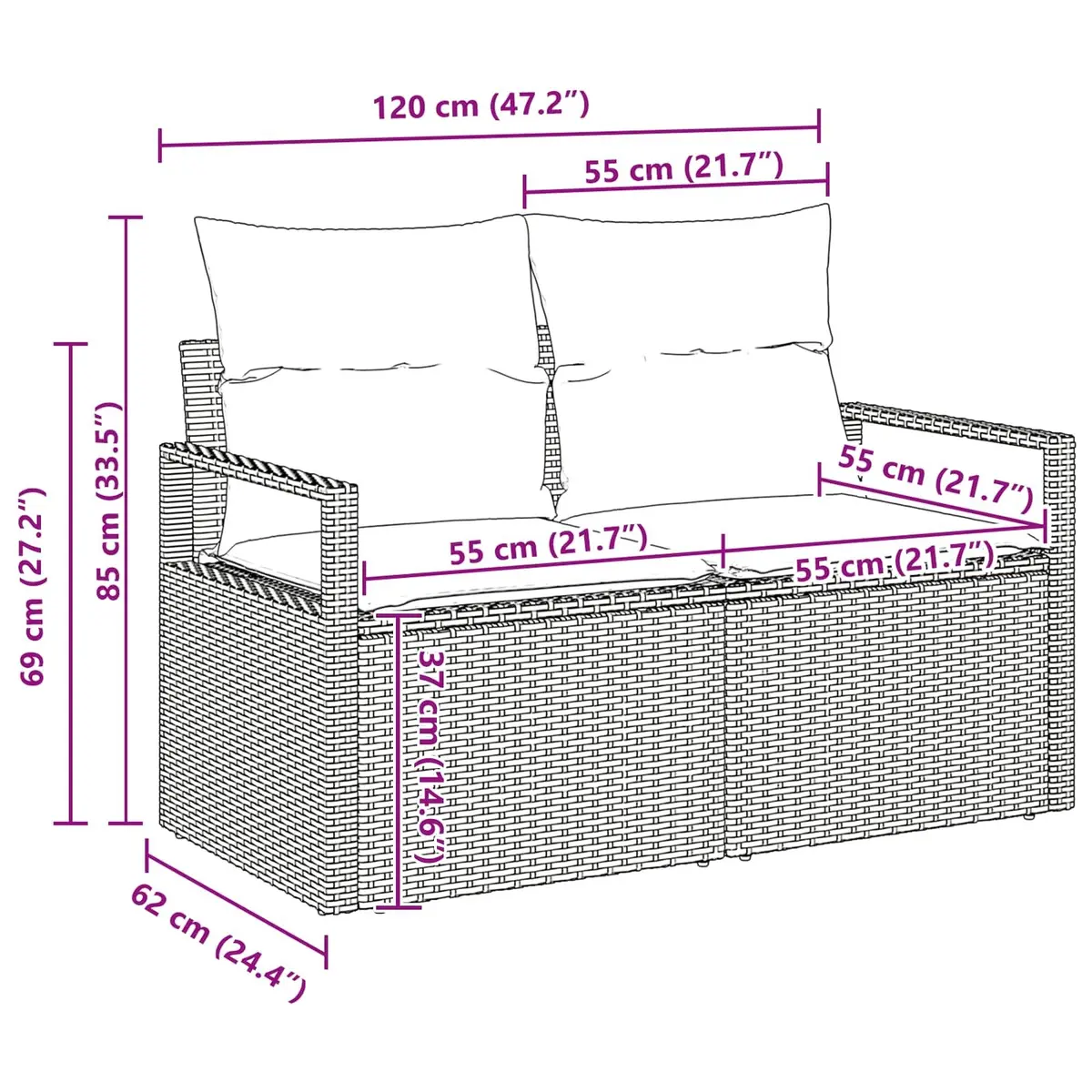 6-Piece Grey Modular Outdoor Sofa Set