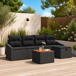 6-Piece Outdoor Modular Sofa Set with Storage and Cushions