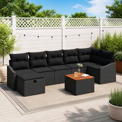 8-Piece Black Modular Garden Sofa Set Specifications