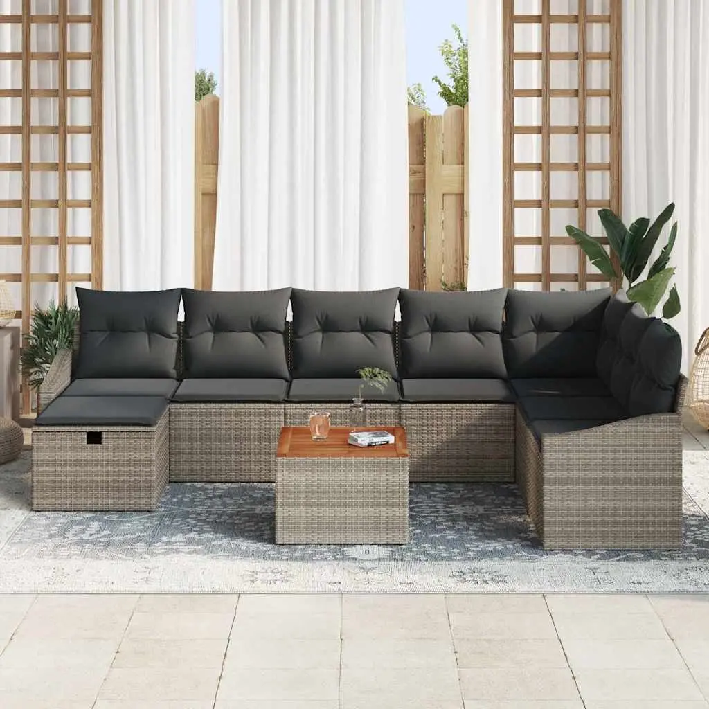 9-Piece Outdoor Sofa Set with Poly Rattan Frame