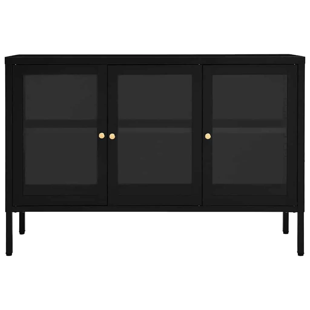 Sideboard Black 105x35x70 cm Storage Cabinet with Glass Door Shelving Unit