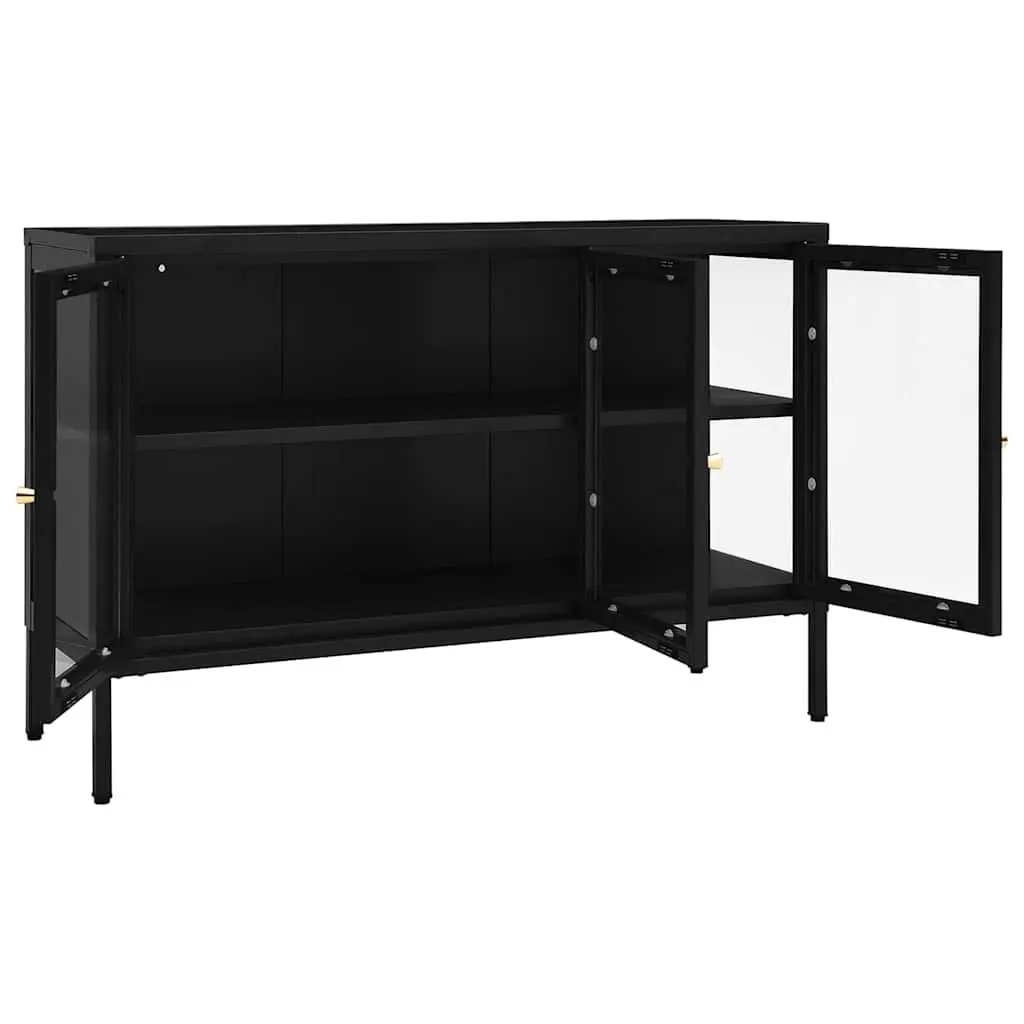 Sideboard Black 105x35x70 cm Storage Cabinet with Glass Door Shelving Unit