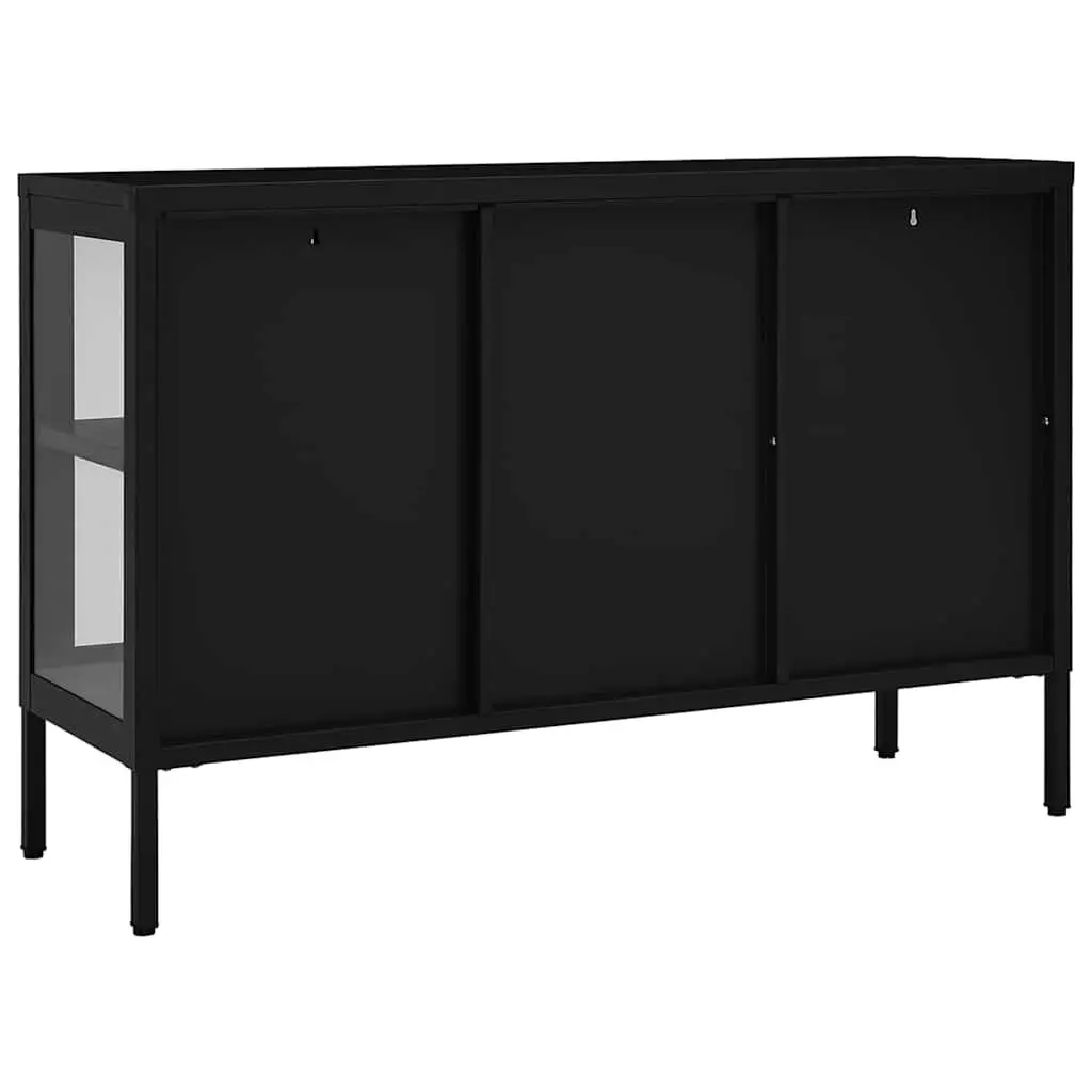 Sideboard Black 105x35x70 cm Storage Cabinet with Glass Door Shelving Unit