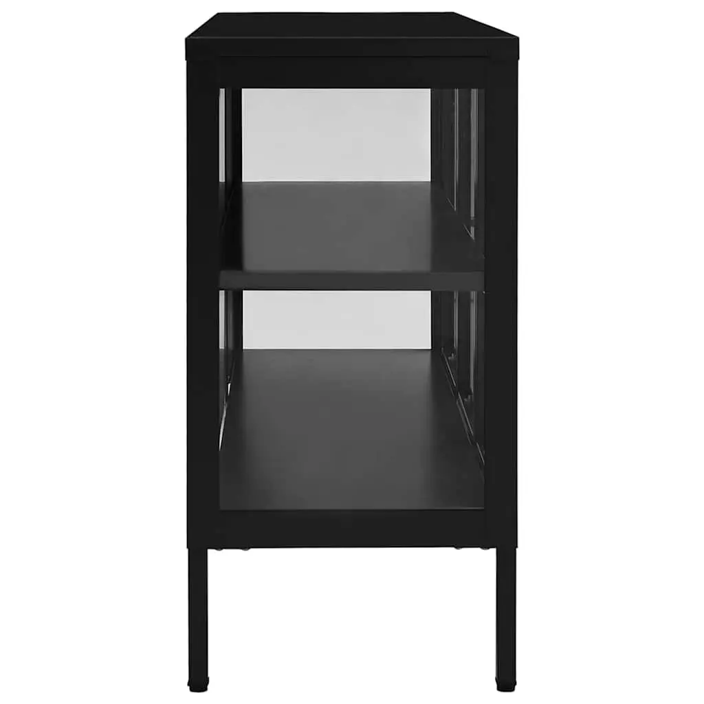 Sideboard Black 105x35x70 cm Storage Cabinet with Glass Door Shelving Unit