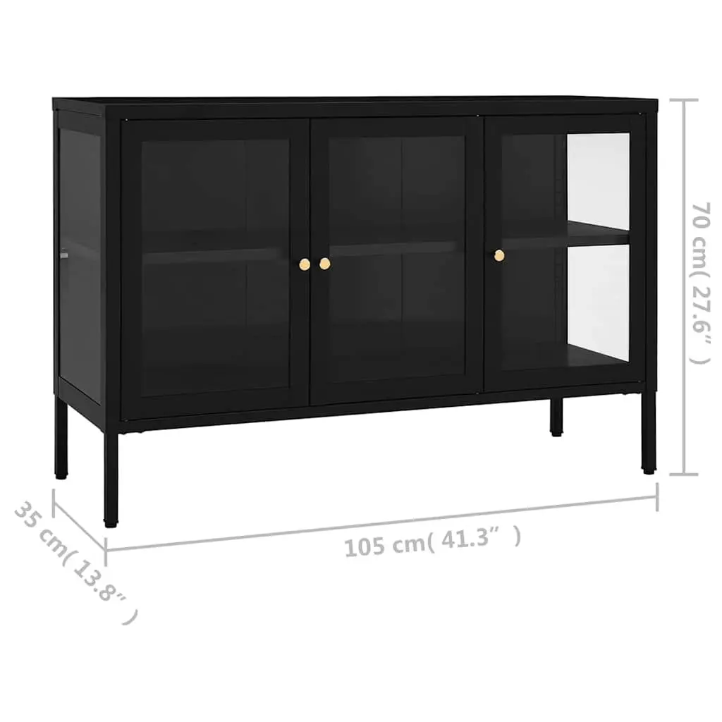 Sideboard Black 105x35x70 cm Storage Cabinet with Glass Door Shelving Unit