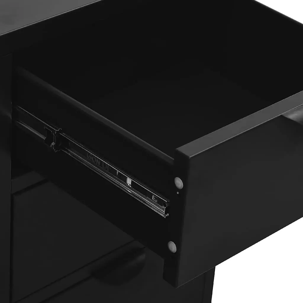Black Steel and Glass Sideboard Cabinet