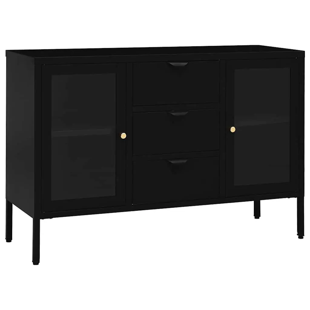 Sideboard Black 105x35x70 cm Storage Cabinet with Tempered Glass Drawers