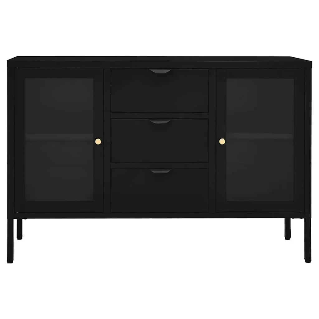 Sideboard Black 105x35x70 cm Storage Cabinet with Tempered Glass Drawers