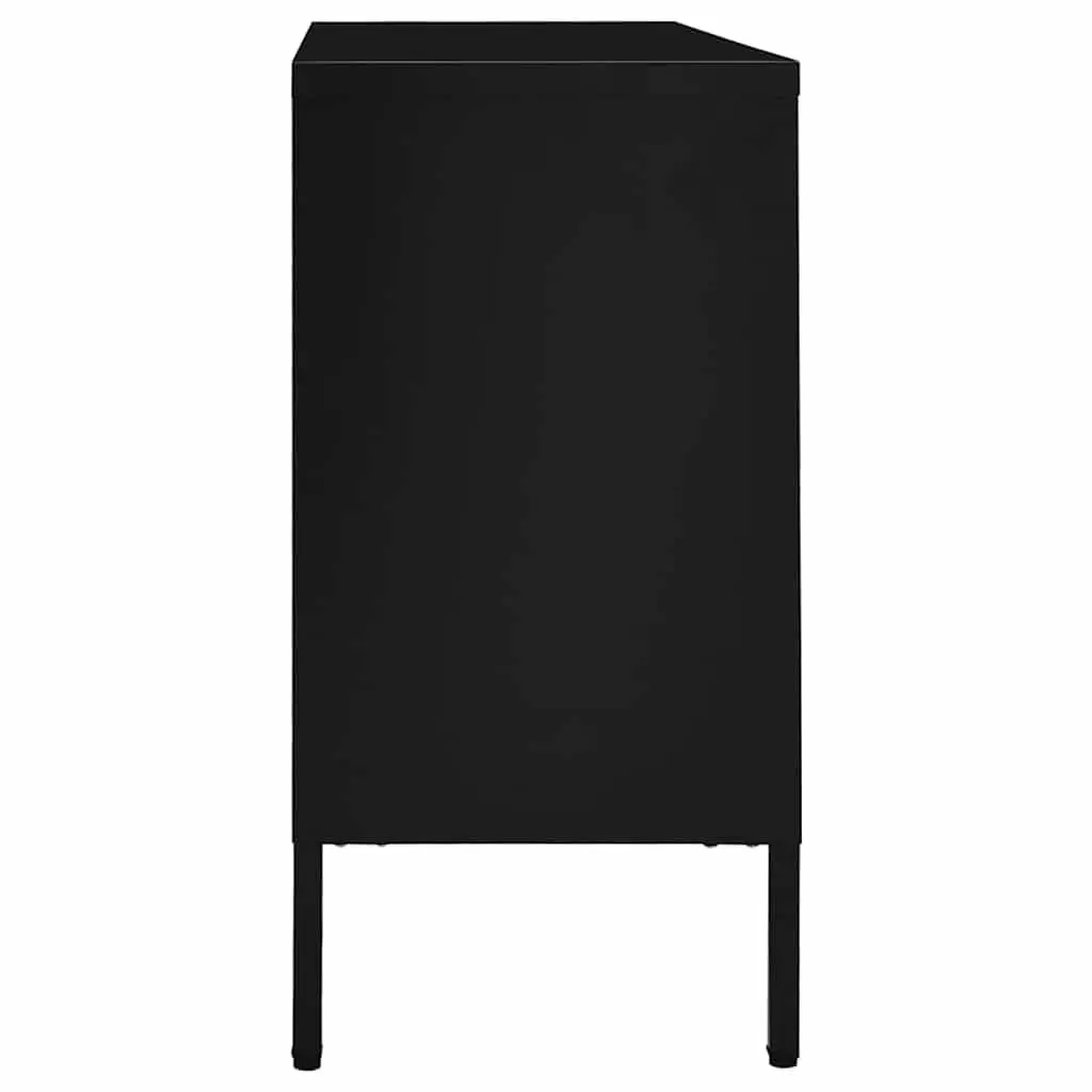 Sideboard Black 105x35x70 cm Storage Cabinet with Tempered Glass Drawers