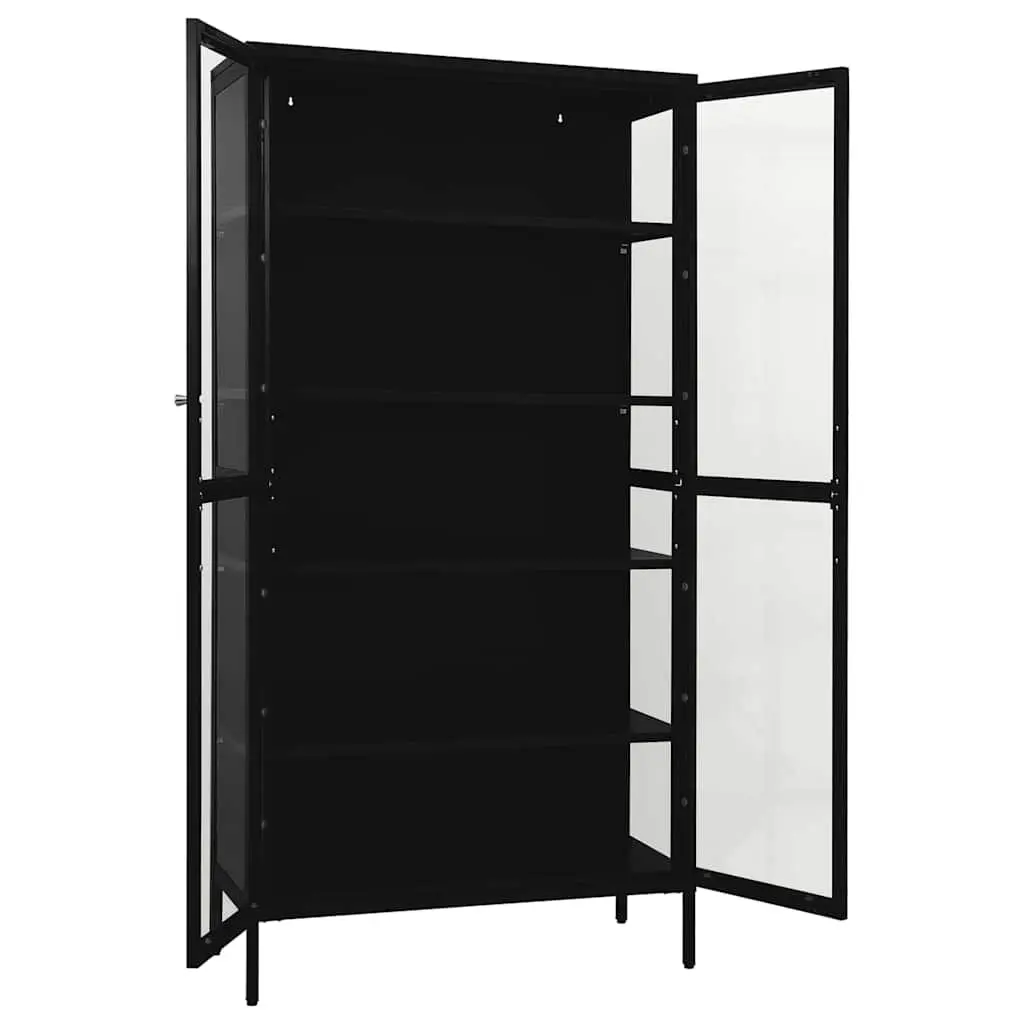 Display Cabinet Black Storage Furniture 90x40x180 cm Steel Tempered Glass