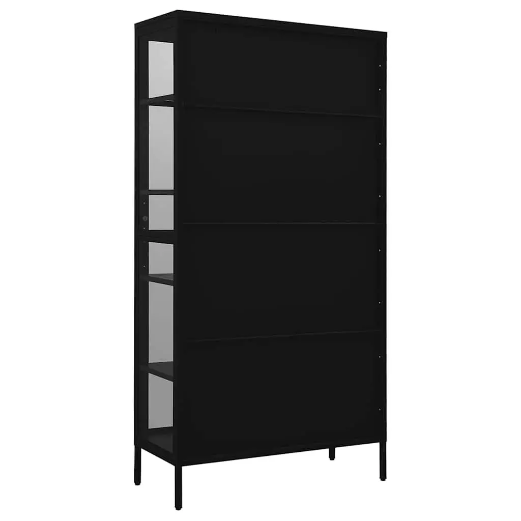 Display Cabinet Black Storage Furniture 90x40x180 cm Steel Tempered Glass