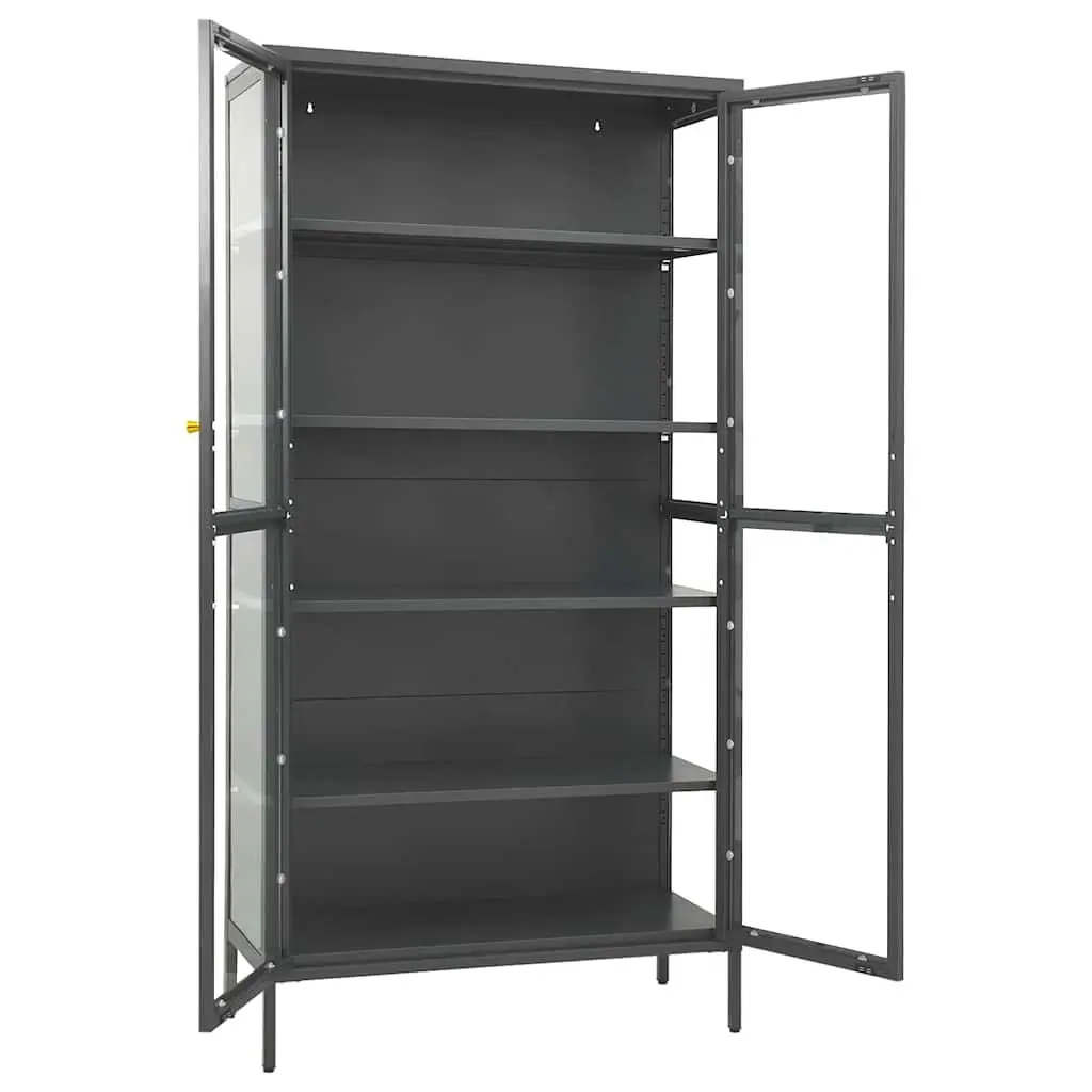 Display Cabinet Anthracite Storage Unit Adjustable Shelves Home Furniture