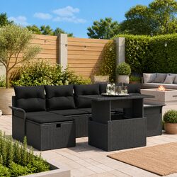 Specifications of Modular Garden Sofa Set, 7 Pieces Black