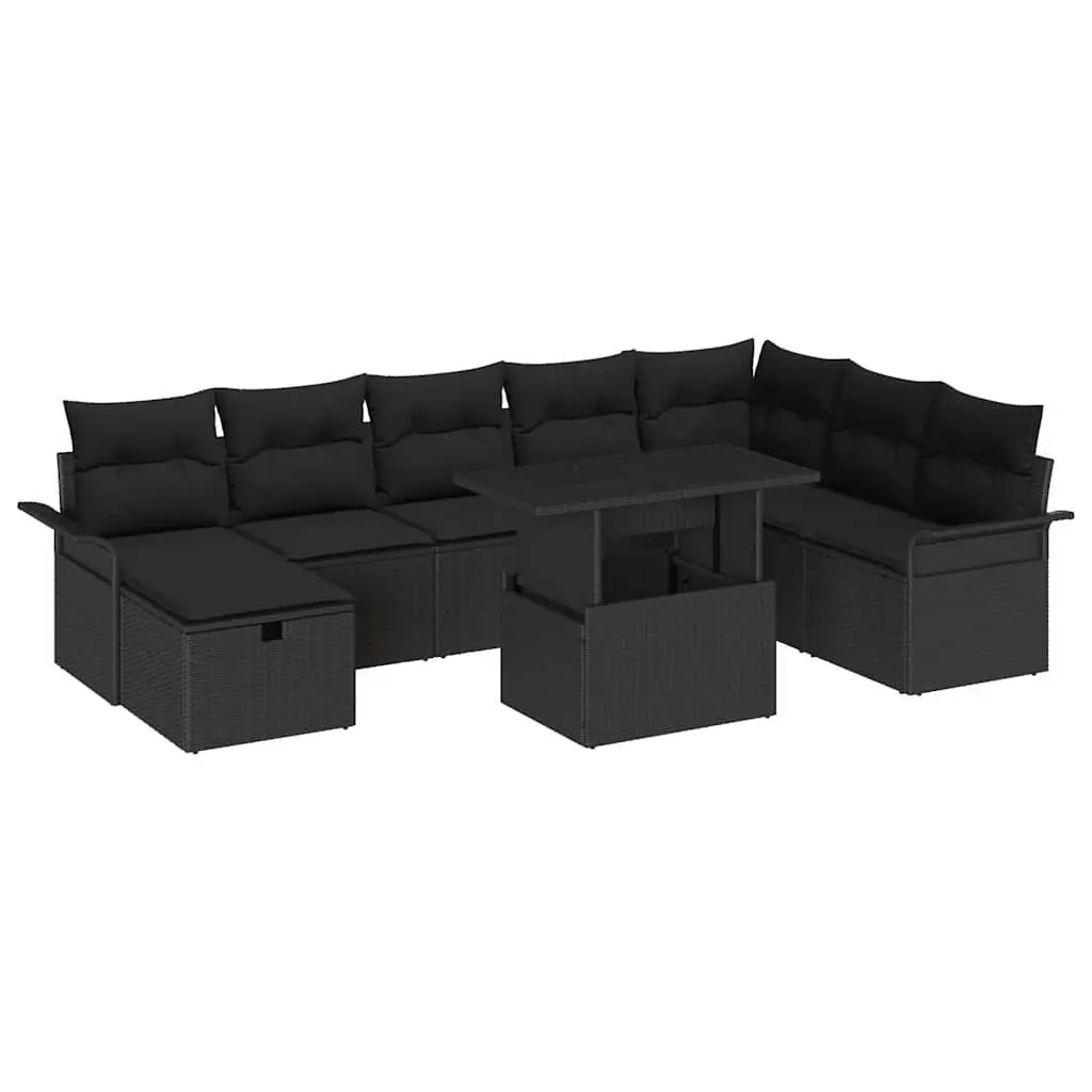 Modular Garden Sofa Set for Outdoor Use 9 Piece Black