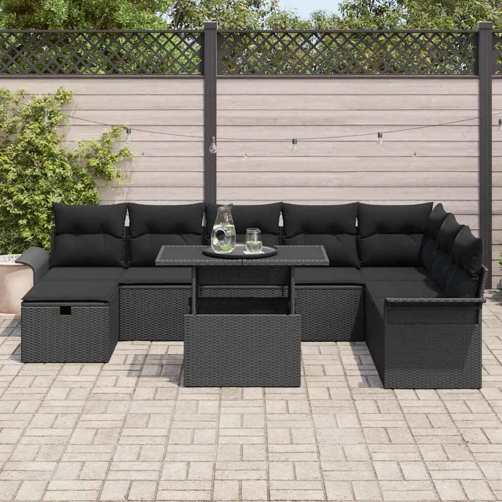 Modular Garden Sofa Set for Outdoor Use 9 Piece Black