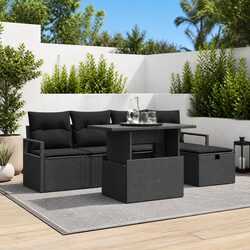Specifications of 6 Piece Modular Garden Sofa Set Black Rattan