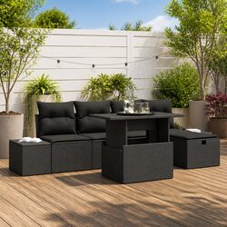 Garden Sofa Set - 6 Modular Pieces with Adjustable Table
