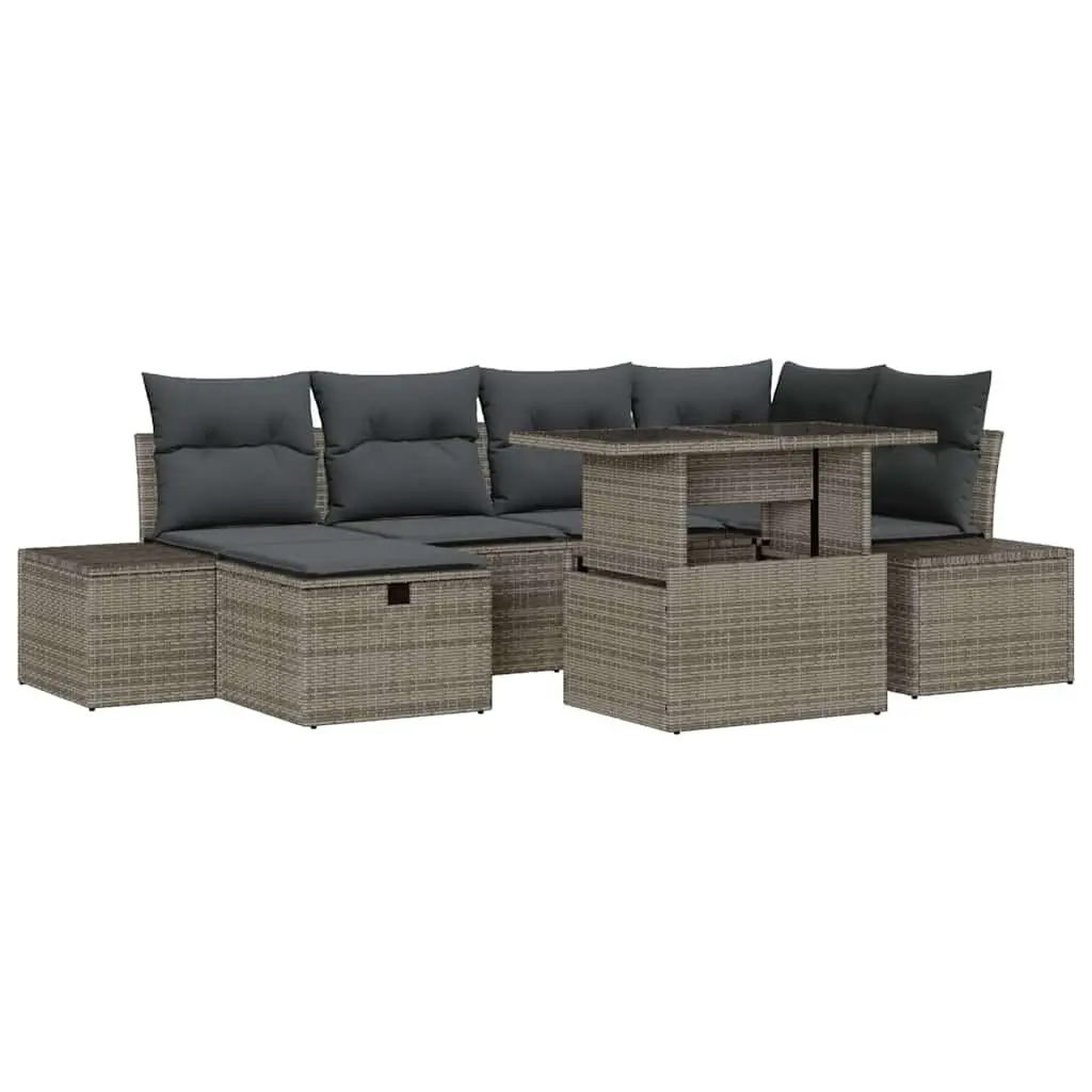 Modular Garden Sofa Set Outdoor Living 7 Piece Height-Adjustable Grey